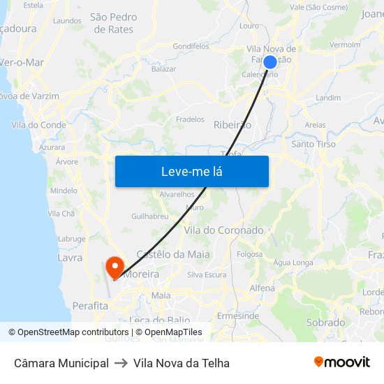 Câmara Municipal de Vila Nova de Famalicão to Vila Nova da Telha map