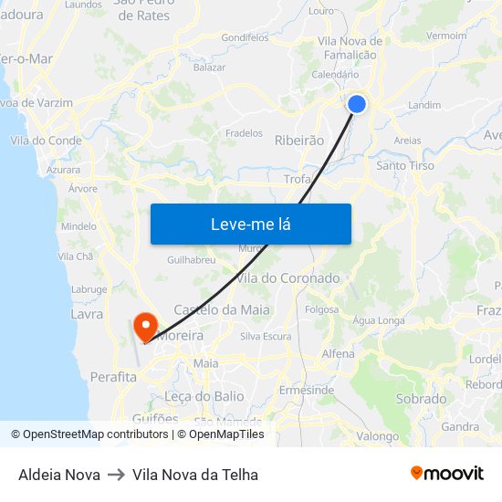 Aldeia Nova to Vila Nova da Telha map