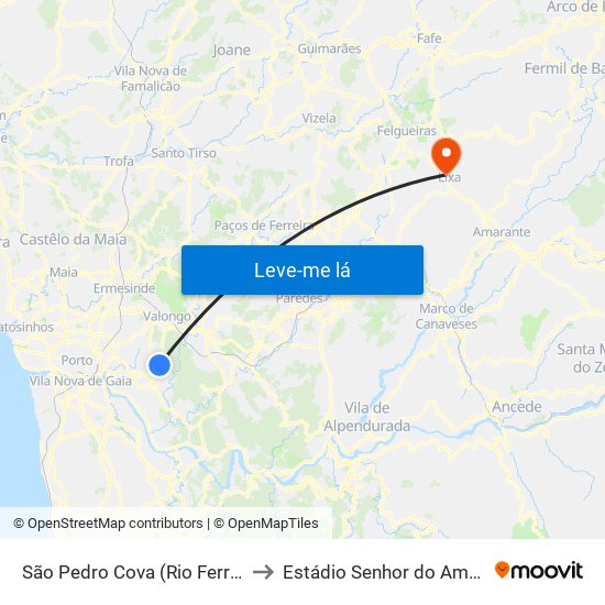 São Pedro Cova (Rio Ferreira) to Estádio Senhor do Amparo map