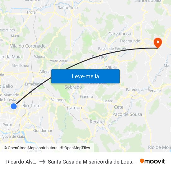 Ricardo Alves to Santa Casa da Misericordia de Lousada map
