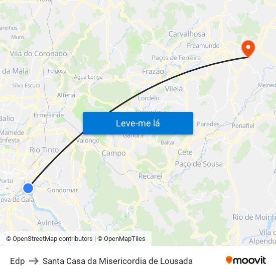 Edp to Santa Casa da Misericordia de Lousada map