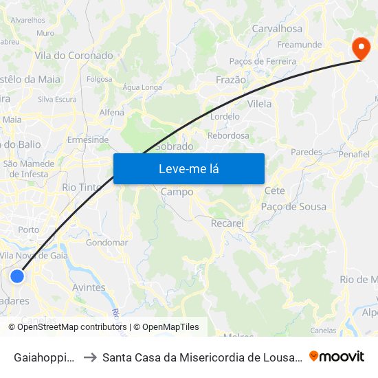 Gaiahopping to Santa Casa da Misericordia de Lousada map