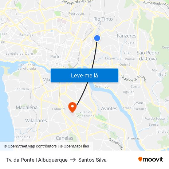 Tv. da Ponte | Albuquerque to Santos Silva map