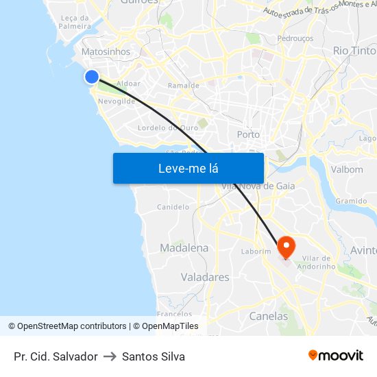 Pr. Cid. Salvador to Santos Silva map