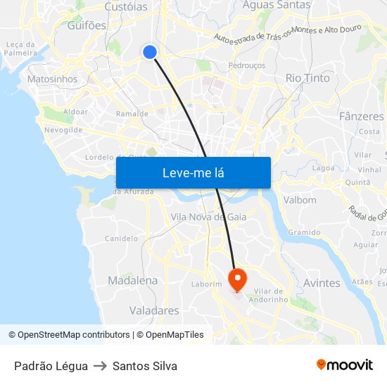 Padrão Légua to Santos Silva map