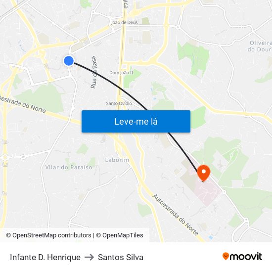 Infante D. Henrique to Santos Silva map