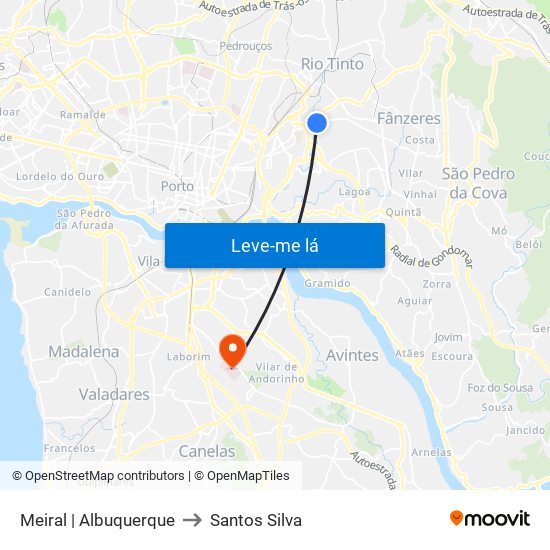 Meiral | Albuquerque to Santos Silva map