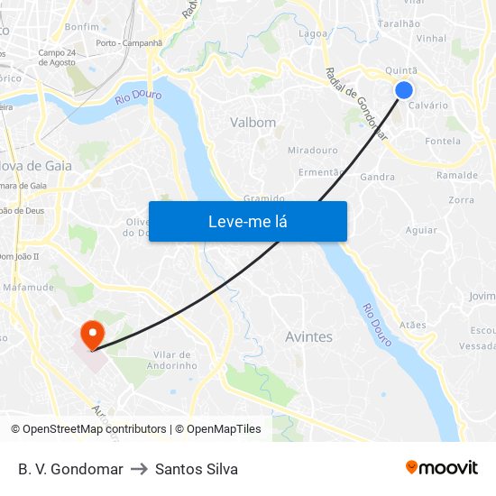 B. V. Gondomar to Santos Silva map