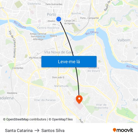 Santa Catarina to Santos Silva map