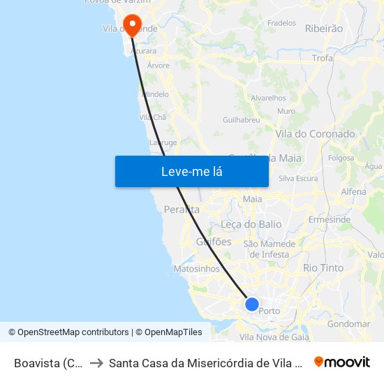 Boavista (Correios) to Santa Casa da Misericórdia de Vila do Conde-Edifício 1 map