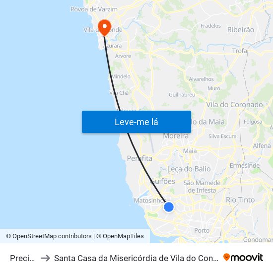 Preciosa to Santa Casa da Misericórdia de Vila do Conde-Edifício 1 map