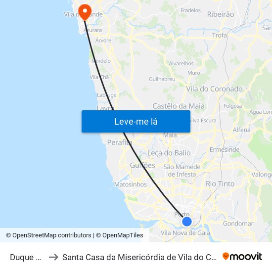 Duque Loulé to Santa Casa da Misericórdia de Vila do Conde-Edifício 1 map
