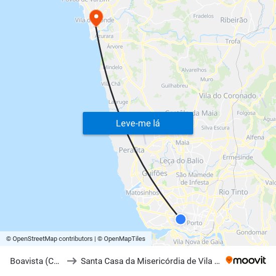 Boavista (Cemitério) to Santa Casa da Misericórdia de Vila do Conde-Edifício 1 map