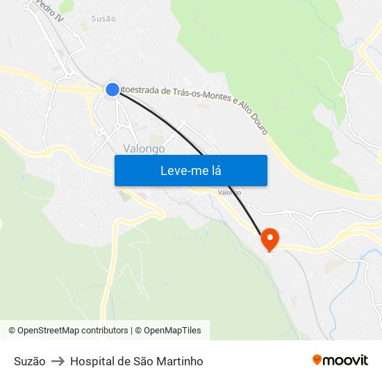 Suzão to Hospital de São Martinho map
