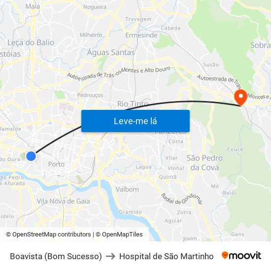 Boavista (Bom Sucesso) to Hospital de São Martinho map