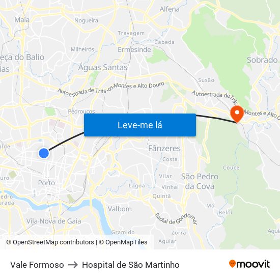 Vale Formoso to Hospital de São Martinho map