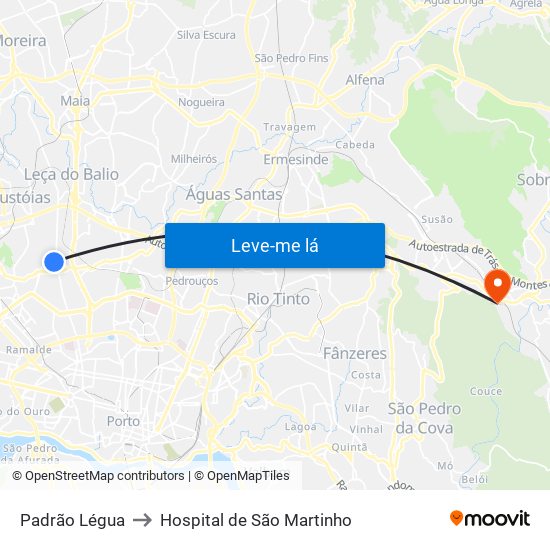 Padrão Légua to Hospital de São Martinho map