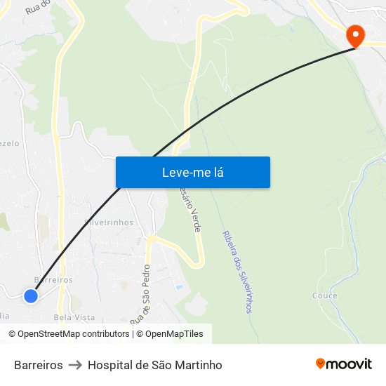 Barreiros to Hospital de São Martinho map