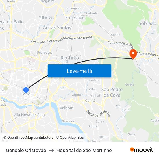 Gonçalo Cristóvão to Hospital de São Martinho map