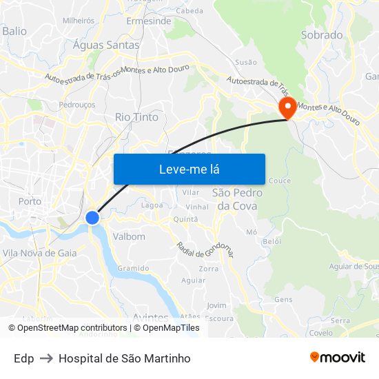Edp to Hospital de São Martinho map