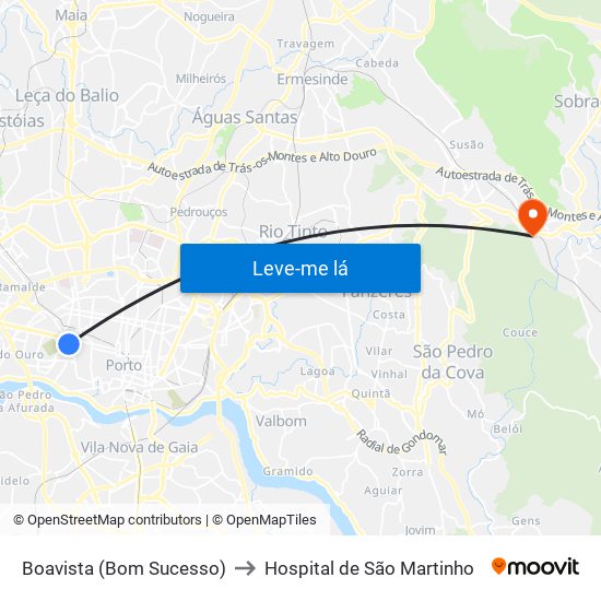 Boavista (Bom Sucesso) to Hospital de São Martinho map