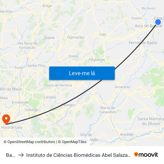 Barão to Instituto de Ciências Biomédicas Abel Salazar - Polo de Medicina map