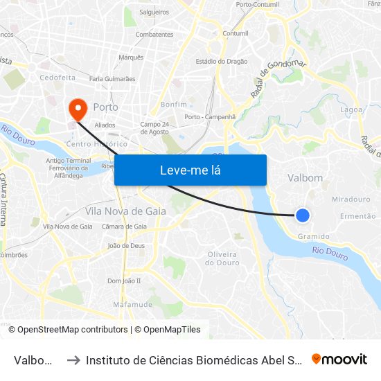 Valbom Igreja to Instituto de Ciências Biomédicas Abel Salazar - Polo de Medicina map