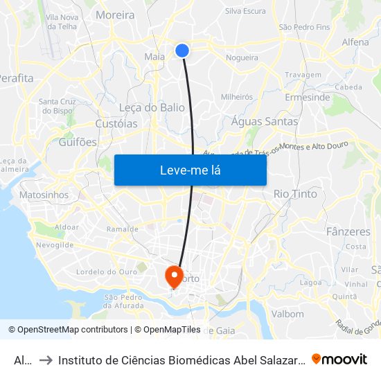 Altos to Instituto de Ciências Biomédicas Abel Salazar - Polo de Medicina map