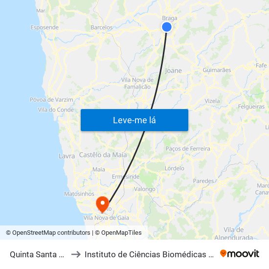 Quinta Santa Maria (Fábrica) to Instituto de Ciências Biomédicas Abel Salazar - Polo de Medicina map