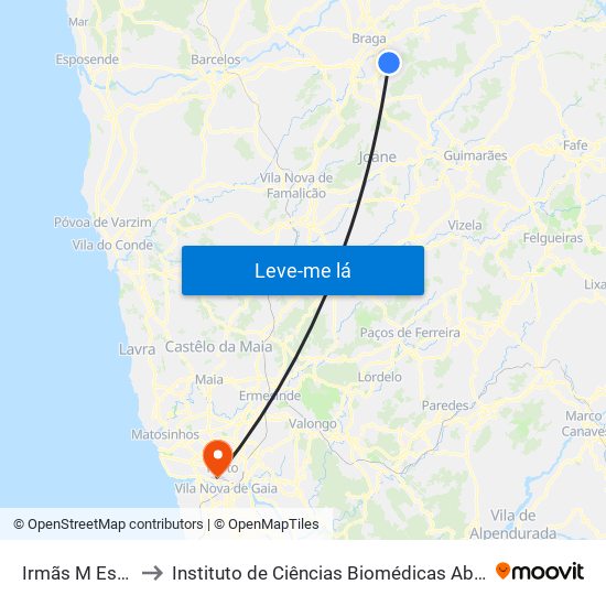 Irmãs M Espírito Santo to Instituto de Ciências Biomédicas Abel Salazar - Polo de Medicina map