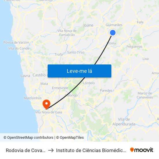 Rodovia de Covas (Covas (Estação)) to Instituto de Ciências Biomédicas Abel Salazar - Polo de Medicina map