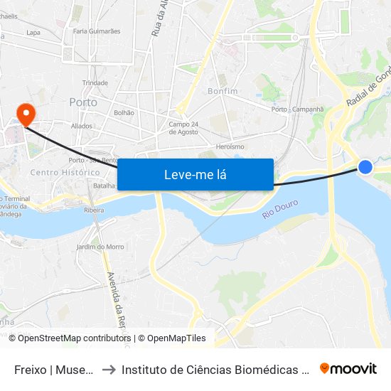 Freixo | Museu Da Imprensa to Instituto de Ciências Biomédicas Abel Salazar - Polo de Medicina map
