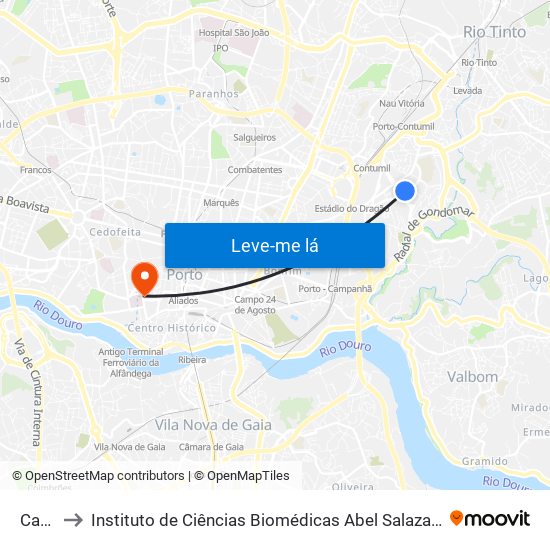 Cartes to Instituto de Ciências Biomédicas Abel Salazar - Polo de Medicina map