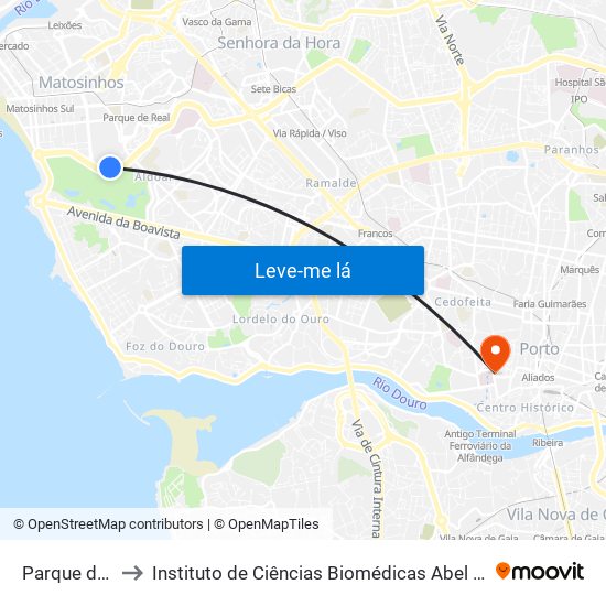 Parque da Cidade to Instituto de Ciências Biomédicas Abel Salazar - Polo de Medicina map