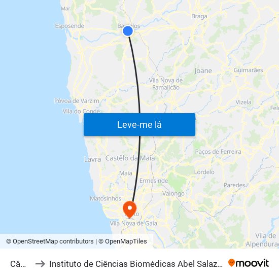 Câmara to Instituto de Ciências Biomédicas Abel Salazar - Polo de Medicina map