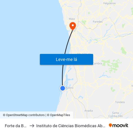 Forte da Barra - Ferry to Instituto de Ciências Biomédicas Abel Salazar - Polo de Medicina map