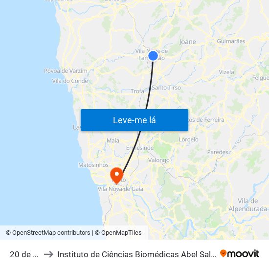 20 de Junho to Instituto de Ciências Biomédicas Abel Salazar - Polo de Medicina map