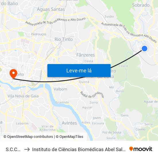 S.C.Campo to Instituto de Ciências Biomédicas Abel Salazar - Polo de Medicina map