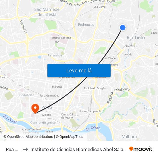 Rua Casal to Instituto de Ciências Biomédicas Abel Salazar - Polo de Medicina map