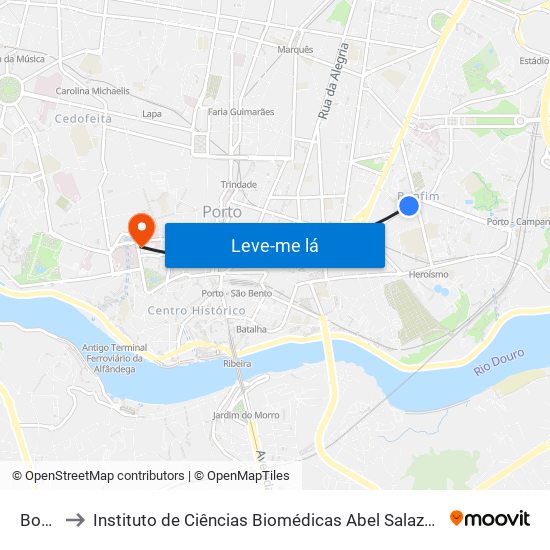 Bonfim to Instituto de Ciências Biomédicas Abel Salazar - Polo de Medicina map