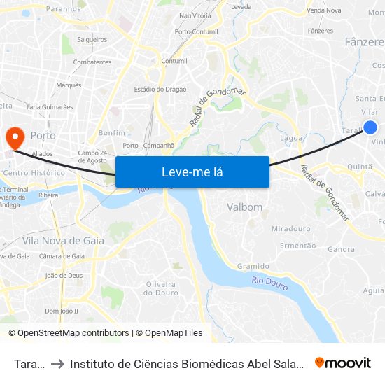 Taralhão to Instituto de Ciências Biomédicas Abel Salazar - Polo de Medicina map