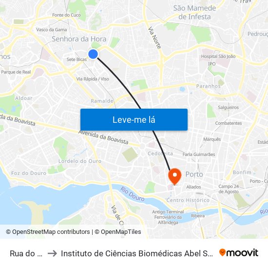 R. do Senhor to Instituto de Ciências Biomédicas Abel Salazar - Polo de Medicina map