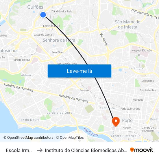 Escola Irmãos Passos to Instituto de Ciências Biomédicas Abel Salazar - Polo de Medicina map