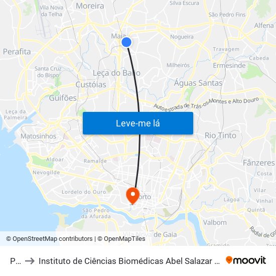 Psp to Instituto de Ciências Biomédicas Abel Salazar - Polo de Medicina map