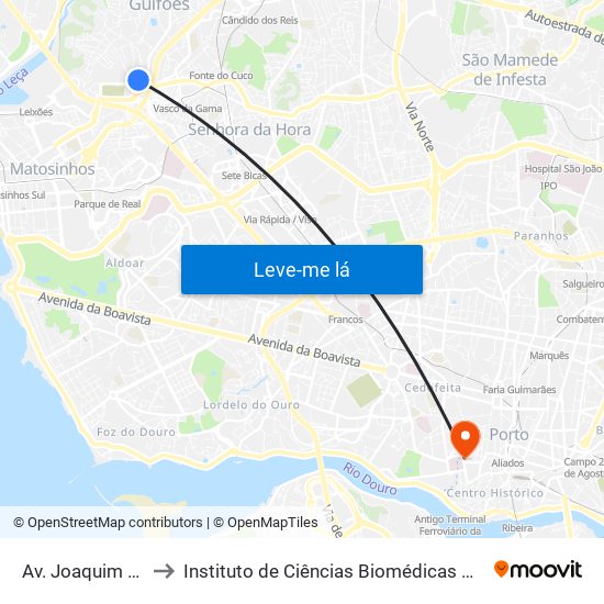 Av. Joaquim Neves Santos to Instituto de Ciências Biomédicas Abel Salazar - Polo de Medicina map