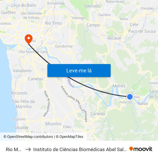 Rio Mau Foz to Instituto de Ciências Biomédicas Abel Salazar - Polo de Medicina map