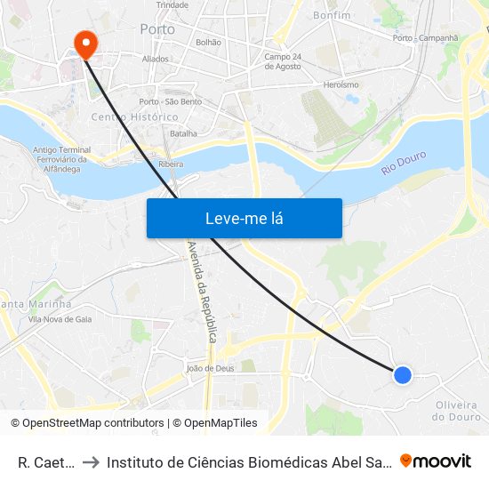R. Caet. Melo to Instituto de Ciências Biomédicas Abel Salazar - Polo de Medicina map