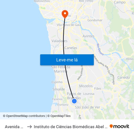 Av. do Corgo to Instituto de Ciências Biomédicas Abel Salazar - Polo de Medicina map