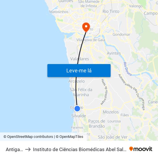 Antiga Feira to Instituto de Ciências Biomédicas Abel Salazar - Polo de Medicina map