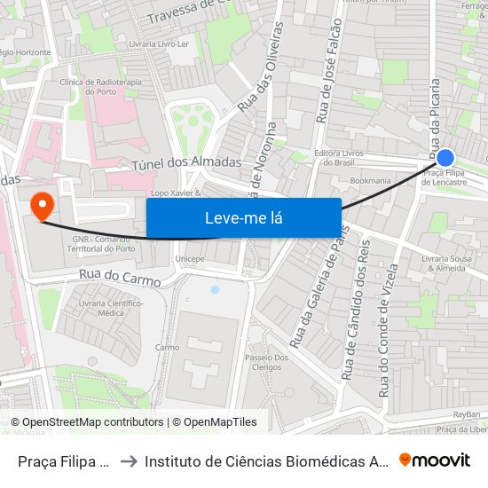 Praça Filipa de Lencastre to Instituto de Ciências Biomédicas Abel Salazar - Polo de Medicina map